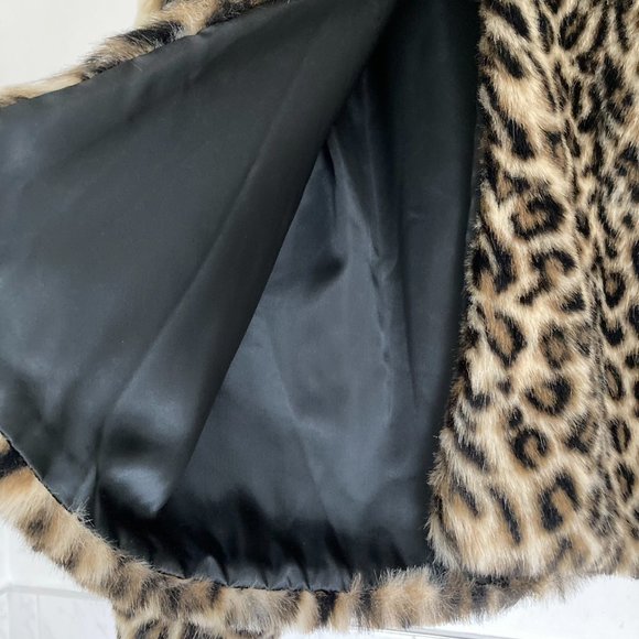 Vintage Faux Fur Animal Print Short Length Coat UK Size 16 - Picture 8 of 15